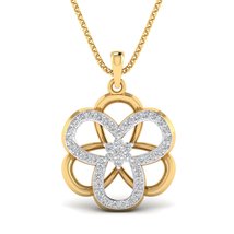 SwaraEcom 14K Yellow Gold Plated Round Cubic Zirconia Double Clover Pendant for  - £40.05 GBP