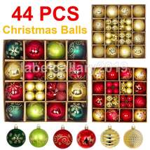44Pcs Christmas Glitter Balls Ornaments Xmas Tree Baubles Hanging Party ... - $11.99+