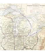 1916 United States Of America Map Fold Out North Central Boundary 10&quot;x15... - $42.03 CAD