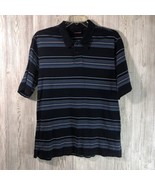 Quicksilver Polo Shirt Mens XL Blue Striped Casual Short Sleeve Cotton EUC - £10.15 GBP