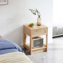 Rattan End Table: Modern Nightstand &amp; Side Table - $91.99