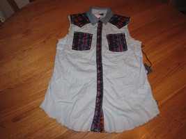 Kendall &amp; Kylie Juniors Womens S Sleeveless Button Up top shirt rn090233... - $10.09