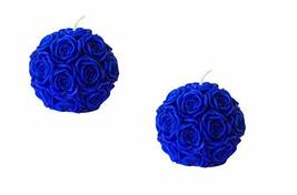 Smokeless Scented Pack of 2 Blue Rose Flower Ball Shape Designer Candles for Any - £20.13 GBP