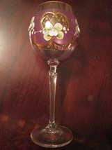 BOHEMIAN PINK AND FLOWERS PAIR OF TALL GLASSES GLASSWARE NIB [*4] - £96.75 GBP