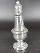 Empire Salt Shaker Weighted Pewter Glass Insert #742  5&quot;H x 1.75&quot;D Vinta... - $12.59