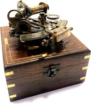 Antique Maritime Nautical Compass Sextant Vintage Marine  with Wooden Box - £53.88 GBP