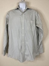 Croft &amp; Barrow Men Size 15.5 Green/White Check Button Up Shirt Long Sleeve 32/33 - £5.05 GBP