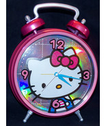 Hello Kitty Jumbo 10 inch Dia Metallic Pink Hologram Face Twin Bell Alar... - £15.14 GBP