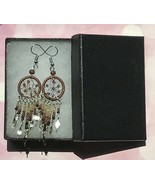 Earrings, Brown Dream Catcher, Dangle, Native American, Fish hook ear wires - $16.79