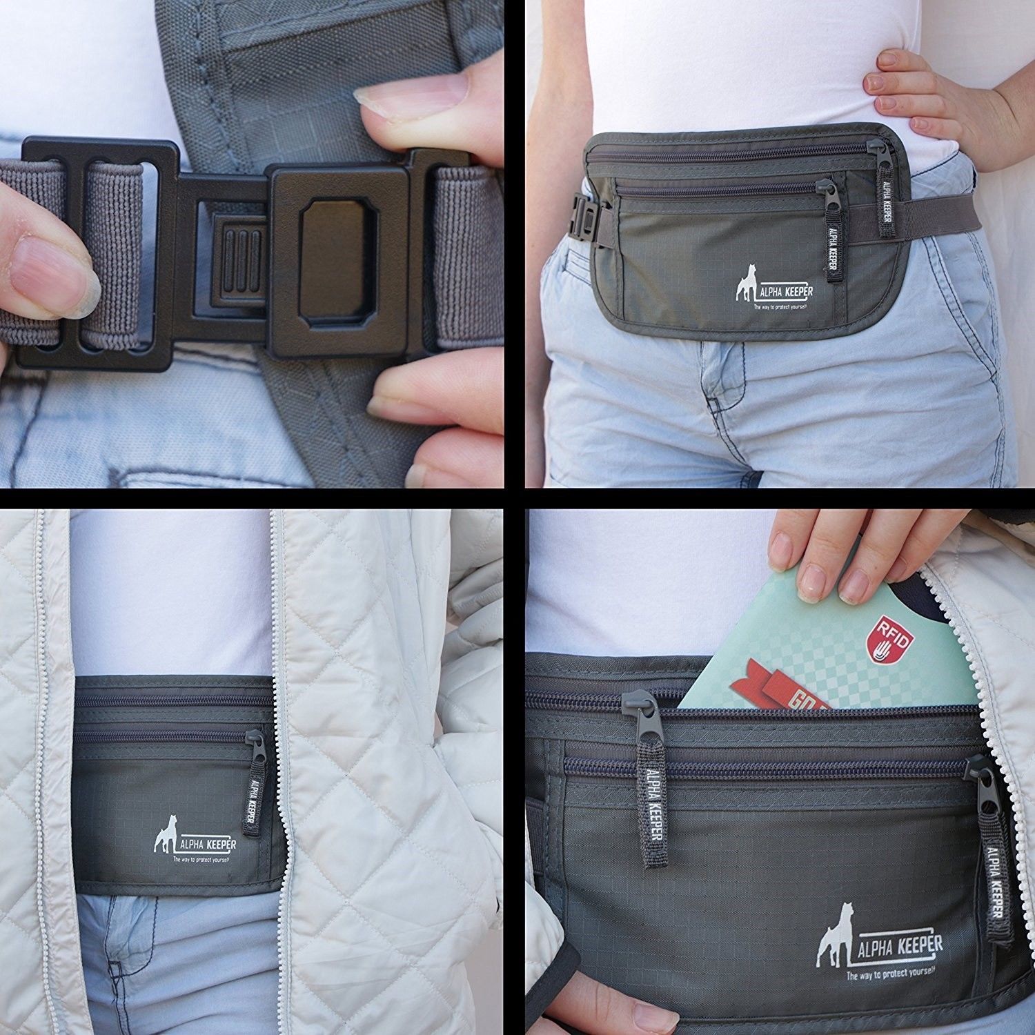 Money Belt With RFID Blocking Sleeves-Travel,Passport,Wallet,Tag,Security, Cable - $29.49