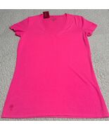Lilly Pulitzer Shirt Women&#39;s Hot Pink V Neck Short Sleeve Palm Logo Tee ... - $737.51 MXN