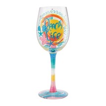 Lolita Beach Life "Designs by Lolita" Wine Glass 15 oz Gift Boxed Hand Painted - $39.64