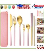 Elegant 6-Piece Stainless Steel Flatware Set - Portable &amp; Eco-Friendly C... - $455.80 MXN