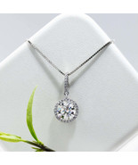 GRA Certified Round Halo 0.5/1/2ct Moissanite S925 Necklace - $80.00+