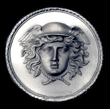 Hellenistic and Roman Hermes Mercury sculpture plaque in silver Finish - $19.79