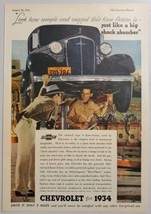 1934 Print Ad Chevrolet Cars for '34 Mechanic Works on Car on Lift - £12.01 GBP