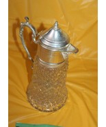 Antique WA Italy Diamond Cut Crystal Silver Plate Pitcher Decanter Carafe - £54.50 GBP