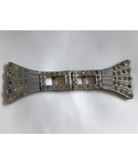 Antique VTG Victorian Silver color metal Clear stones dress belt buckle - £27.76 GBP