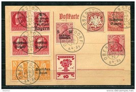 Germany Bavaria 1920 Philatelic Postal Card with many stamps Overprint Special - $49.50