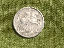 Spain 10 Centimos 1941 PLVS with V  KM 766 Rare  Aluminum  Coin. - $24.19