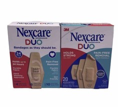 LOT OF 2 NEXCARE DUO ADHESIVE BANDAGES ASSORTED 20CT Each - £7.72 GBP