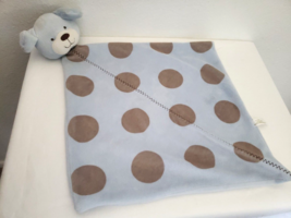 Carters Baby Security Blanket Blue Puppy Dog Brown Polka Dot Spots Zig Zag - £30.97 GBP