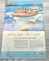 Ferro Fiber Glass Boats Print Ad 1958 Vintage Sailing Water Skiing - £15.85 GBP