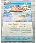 Ferro Fiber Glass Boats Print Ad 1958 Vintage Sailing Water Skiing - £15.68 GBP