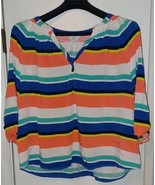 Crown &amp; Ivy Women&#39;s 3X Multicolor Striped Plus Size Peasant Top - $12.00