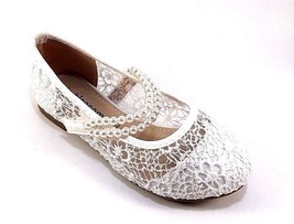 De Blossom Girl K-Harper-47 White Lace Round Toe Dressy Ballet Flats  - $23.27 CAD