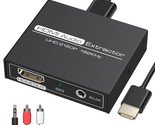 Hdmi Audio Extractor,4K Hdmi To Hdmi With Audio 3.5Mm Aux Stereo And L/R... - £25.13 GBP