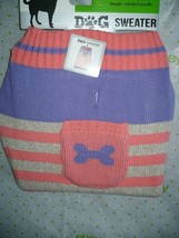 Walmart Brand Dog Sweater Pink Purple W Pocket Bone MEDIUM NEW - £8.57 GBP