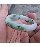Rare Natural genuine Green Jade Jadeite Carving Bangle Bracelet from Burma - $225.00