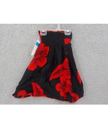 Favant Girls Butterfly Dress SZ 2 Black w Red Hibiscus Palm Elastic Fron... - $14.99