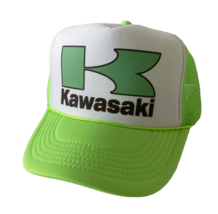 Vintage Kawasaki Motorcycle Trucker Hat Adjustable snapback Hat Neon Green - $17.56