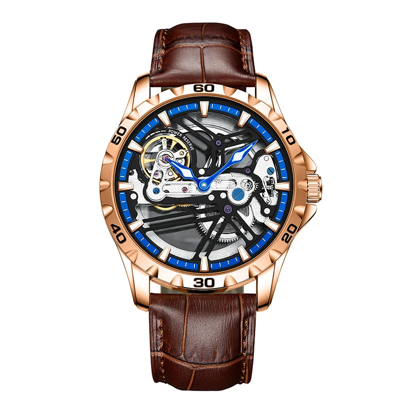 Special  Transparent Case Skeleton Sport luxury Men&#39;s mechanical watch Rubber ba - £110.43 GBP