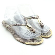 DV Dolce Vita Womens Sz 6.5 Animal Print Snakeskin Gold Trim Thong Sandals - £15.02 GBP