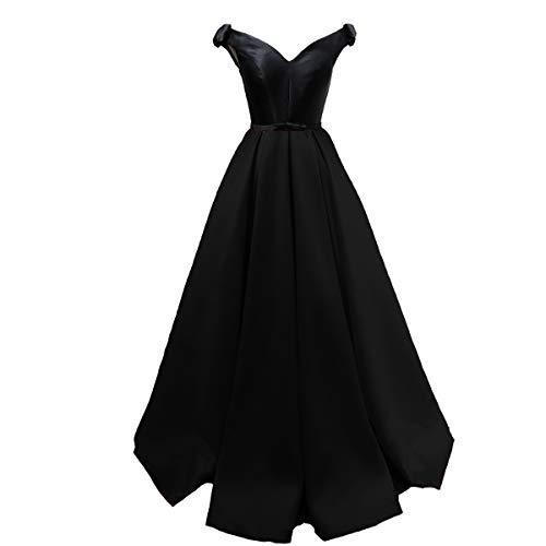Off The Shoulder V Neck Long Formal Prom Evening Dresses Party Gowns Black US 10