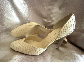 Chinese Laundry Pumps Alanie Snake Embossed Yellow Leather D&#39;Orsay Shoes... - $277.93 MXN
