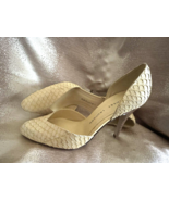 Chinese Laundry Pumps Alanie Snake Embossed Yellow Leather D&#39;Orsay Shoes... - $14.99