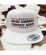 Make America Cowboy Again Embroidered Flat Bill Mesh Snapback  Cap Hat W... - £22.20 GBP