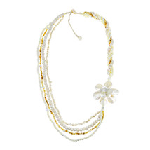 Elegant Mother of Pearl Flower Attention Handmade Necklace - £26.90 GBP