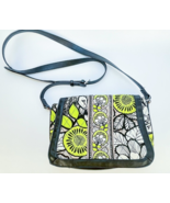 Vera Bradley Crossbody Citron Floral Leather Trim Fold Over Magnetic Clo... - $23.95
