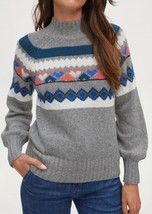 Michael Stars pernille turtleneck fair isle sweater Grey - $175.64 CAD