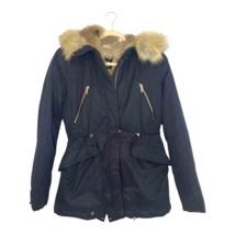 Zara Trafaluc Outerwear Fur Jacket Parka Navy Size XS - £75.77 GBP