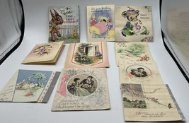 Cards 10 Birthday Greeting Cards Variety Styles Sizes Various Man. 1930-40s - £9.39 GBP