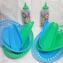 Outdoor picnic summer food baskets, corn holders and condiment bottles - $14.46