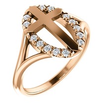 Authenticity Guarantee 
14k Rose Gold Diamond Halo Cross Ring - £953.86 GBP+