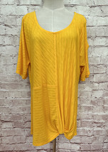 CATO Womens L Cold Shoulder Twist Hem Tunic Top Textured Knit Goldenrod Yellow - £17.30 GBP