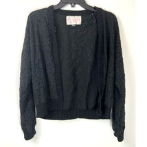 Rory Beca Forever 21 Open Front Lace Cardigan Lined Black Long Sleeve Wo... - £17.61 GBP